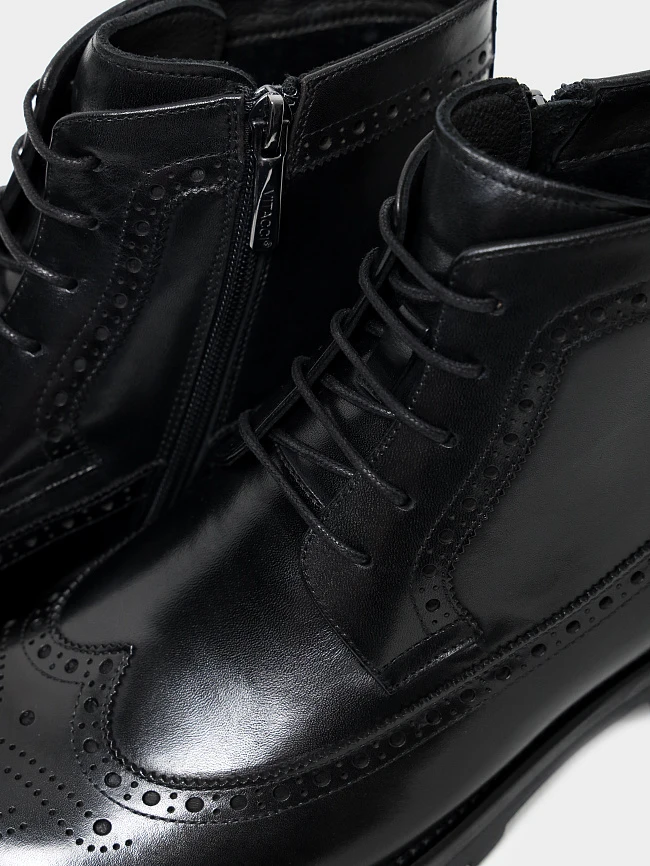 Ботинки мужские демисезонные, цвет черный, натуральная кожа M262022 | 6