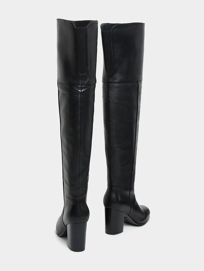 Ботфорты женские демисезонные, цвет черный, натуральная кожа 1730130 | 3