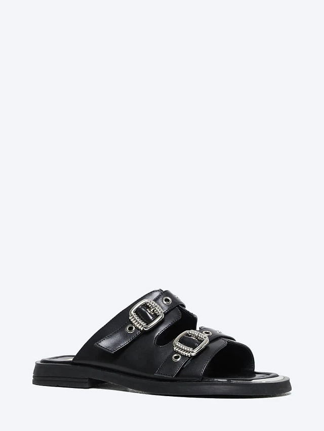 Сабо женские летние, цвет черный, натуральная кожа 16VC015 | 1