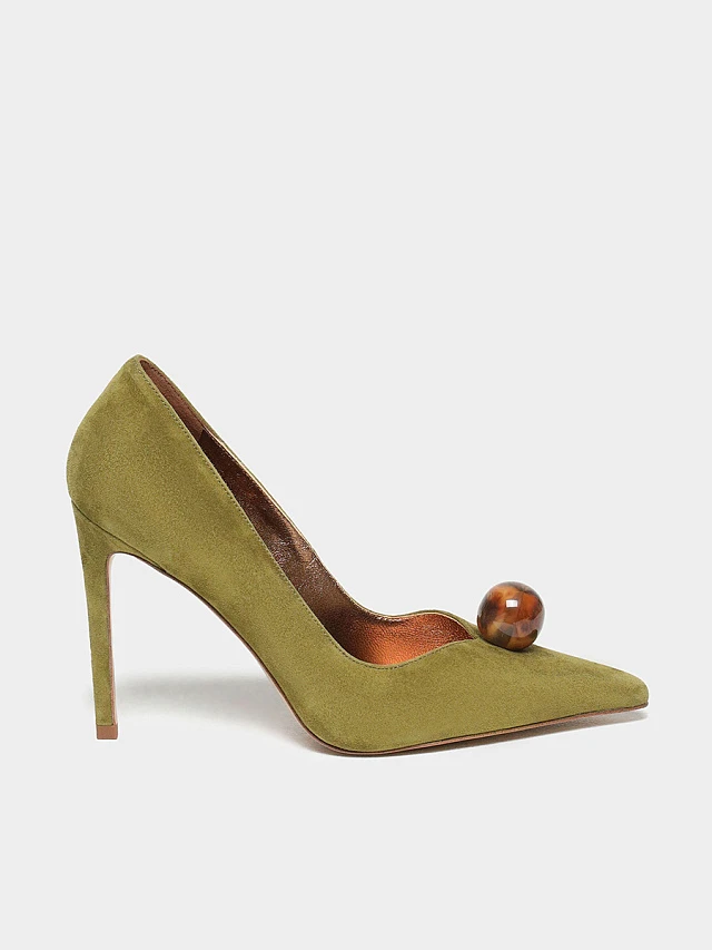 Туфли женские всесезонные, цвет хаки, натуральный велюр 1495042 | 1