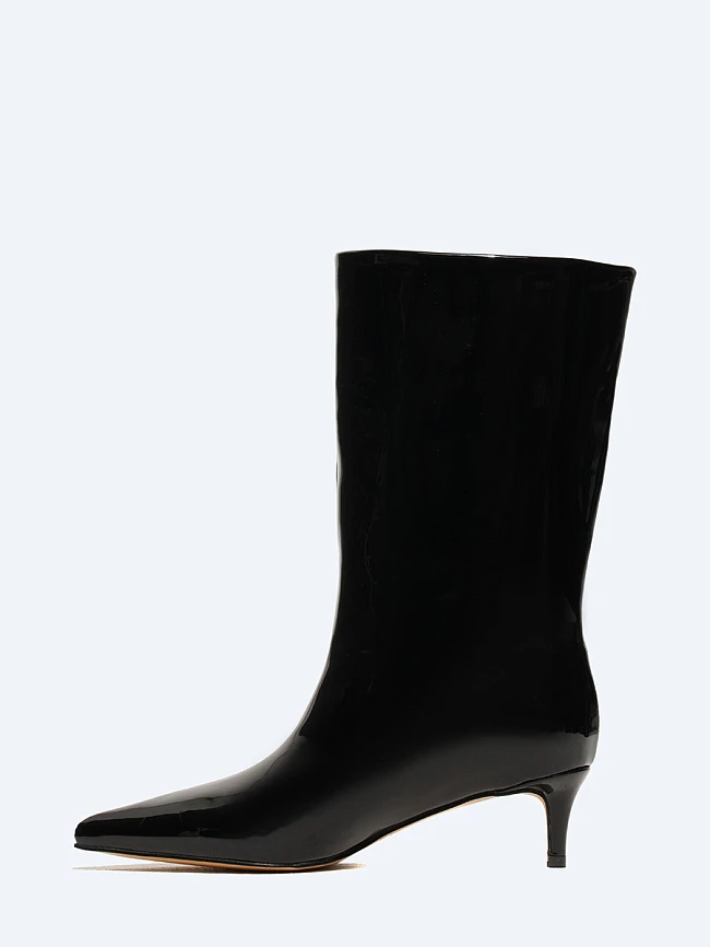 Полусапоги женские демисезонные, цвет черный, искусственная лаковая кожа 6550315 | 3