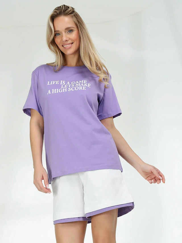 Костюм спортивный (футболка+шорты) женские всесезонные TEset01-17 | 1