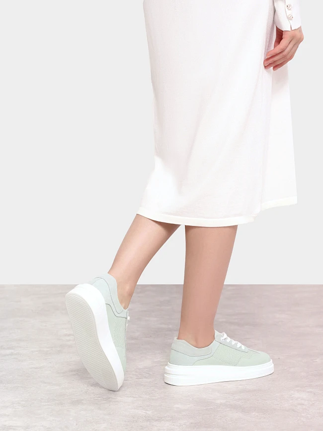 Кеды женские демисезонные, цвет мятный, натуральная кожа и полимерные материалы 116030 | 9