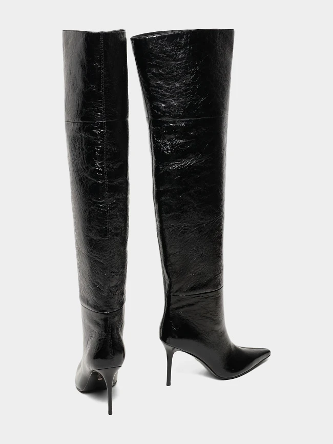 Ботфорты женские демисезонные, цвет черный, натуральный наплак 1494675 | 4