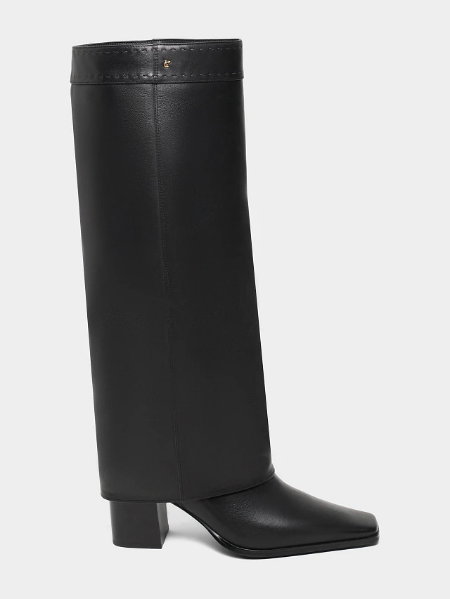 Сапоги женские демисезонные, цвет черный, натуральная кожа 1494748 | 1