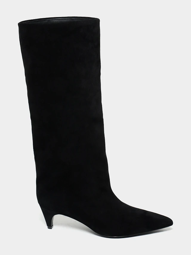 Сапоги женские демисезонные, цвет черный, натуральный велюр 497215 | 1