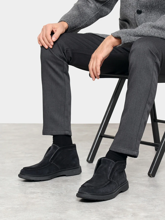 Ботинки мужские зимние, цвет серый, натуральный спилок M801042M-1 | 9