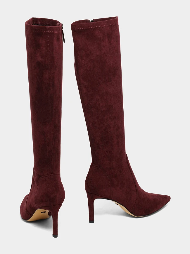 Сапоги женские демисезонные, цвет бордовый, искусственный велюр 6550428 | 3