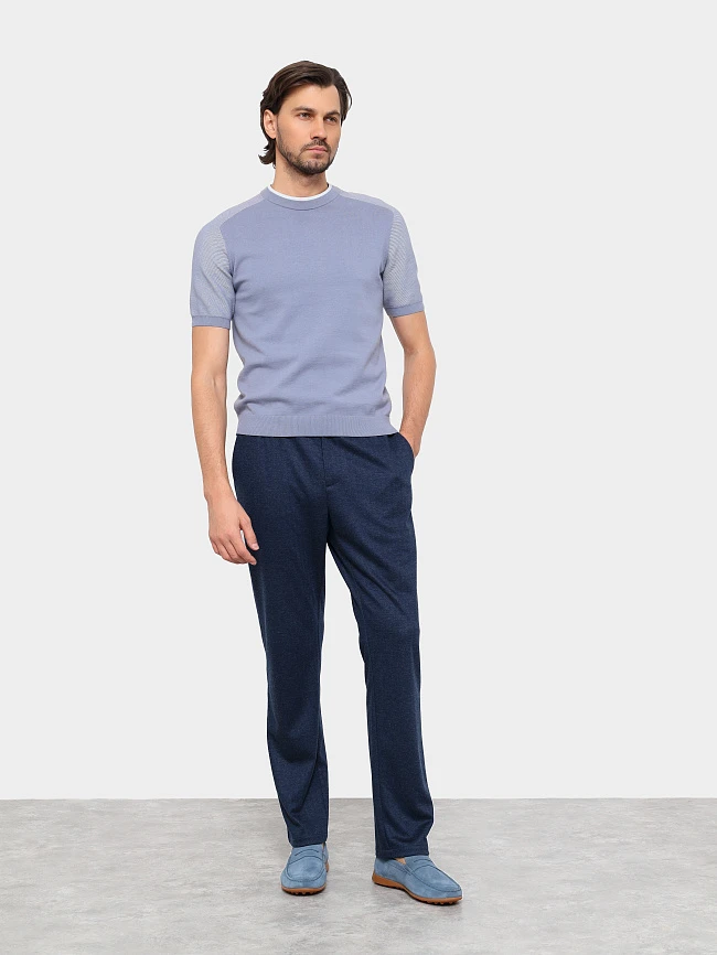 Мокасины мужские летние, цвет голубой, натуральный спилок M801358 | 8