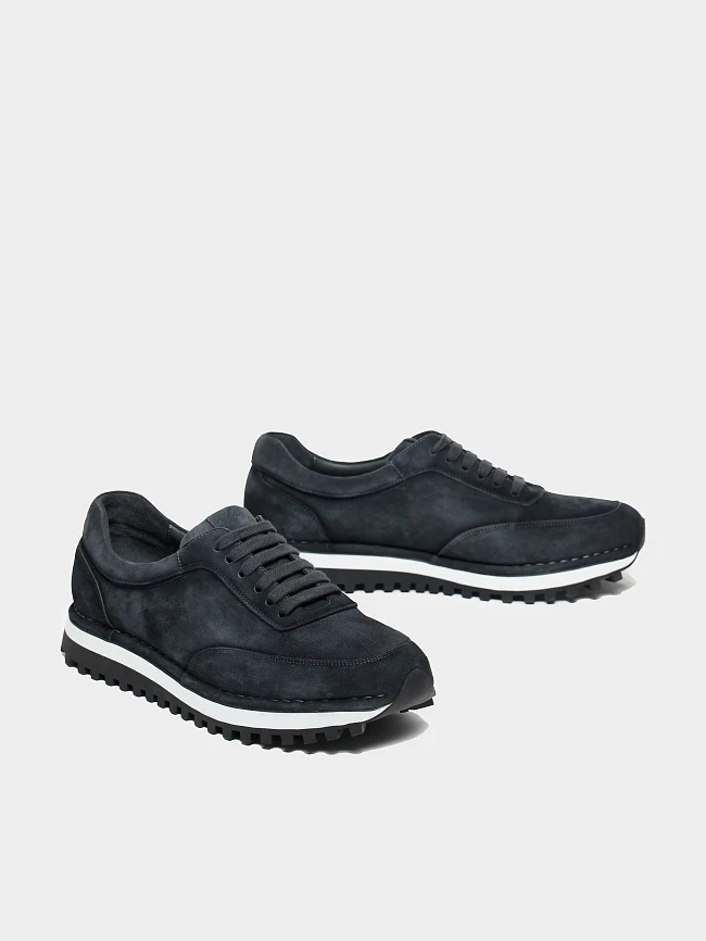 Кроссовки мужские демисезонные, цвет графитовый, натуральный велюр M262055 | 3