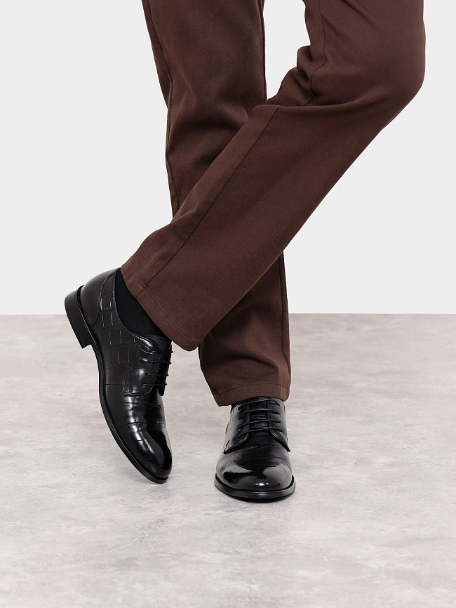 Полуботинки мужские всесезонные, цвет черный, натуральная кожа M262204 | 7