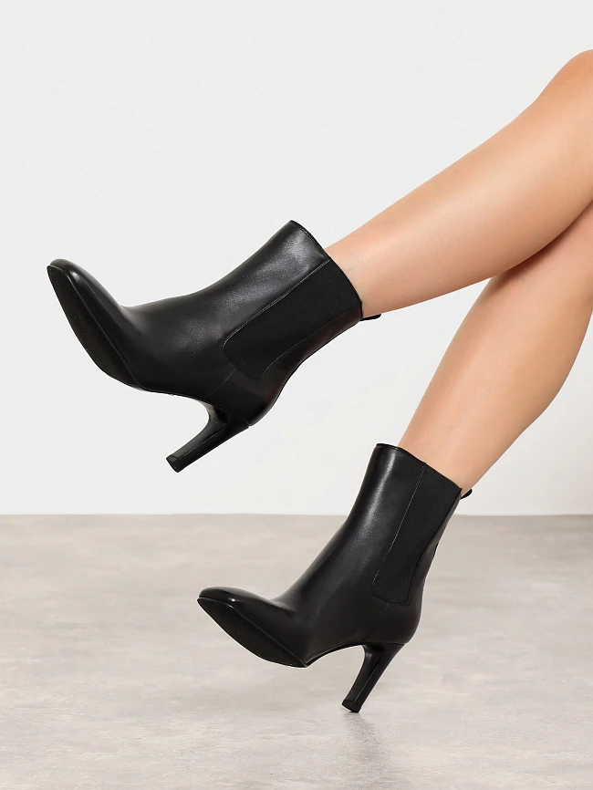 Сапоги женские демисезонные, цвет черный, натуральная кожа 1731100 | 12