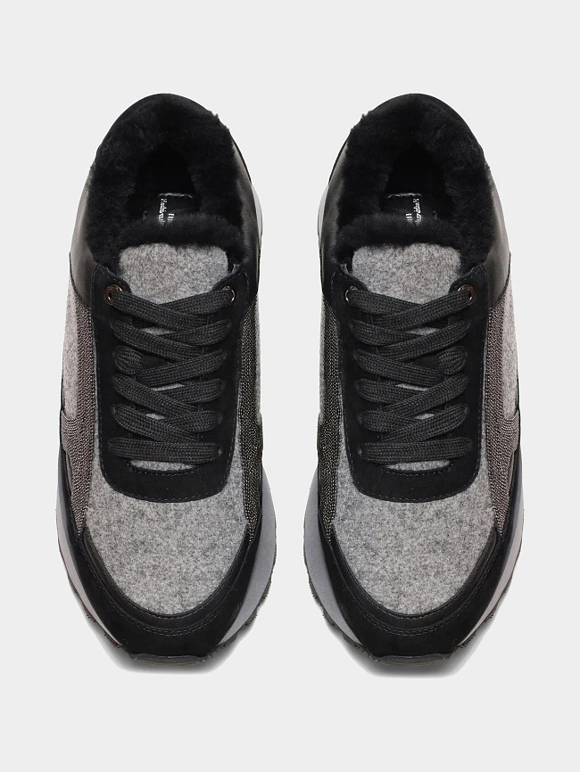 Кроссовки женские зимние, цвет черный, натуральный велюр/шерсть 1013727M | 5