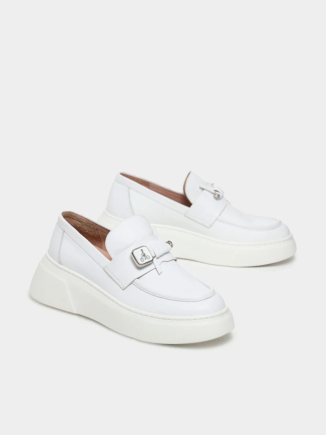 Лоферы женские всесезонные, цвет белый, натуральная кожа 136453 | 3