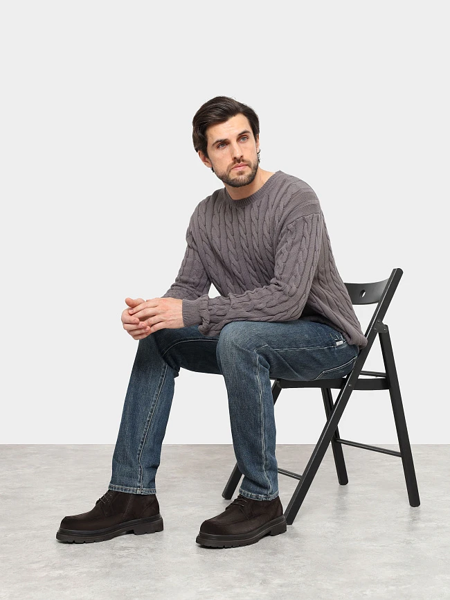 Ботинки мужские зимние, цвет коричневый, натуральный спилок M1022507M-1 | 11