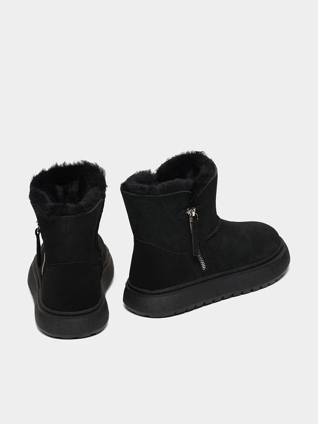 Полусапоги женские зимние, цвет черный, натуральный велюр 1013799M | 4