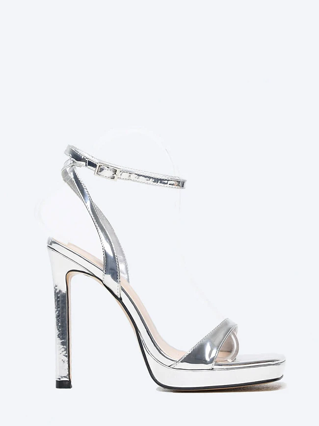 Босоножки 2390336 женские цвет серебряный, искусственная кожа 2390336 | 2