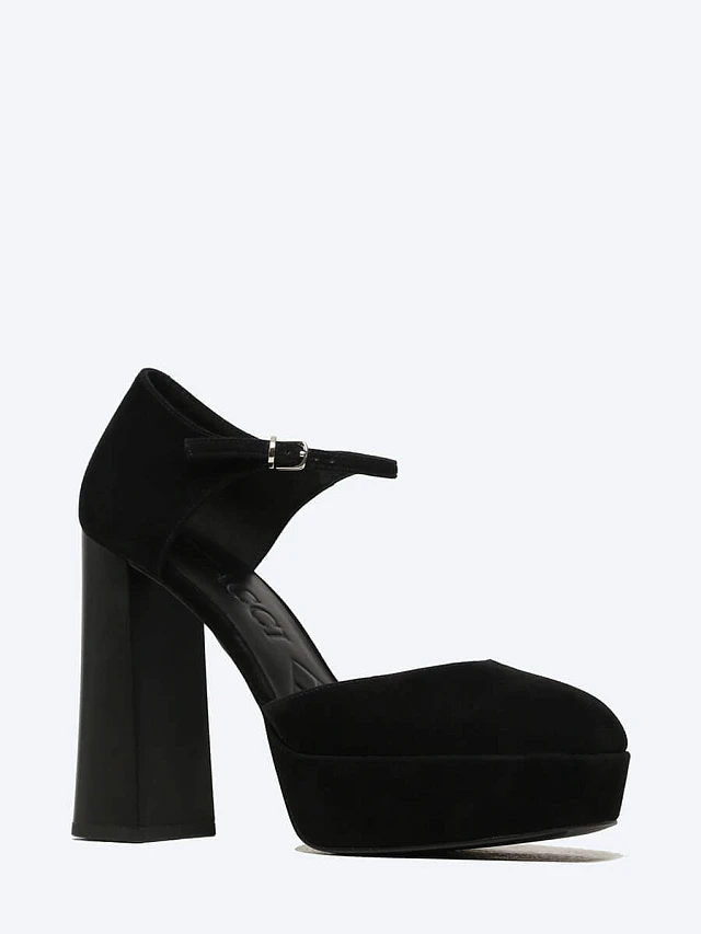 Туфли женские всесезонные, цвет черный, натуральный велюр 1493978 | 1