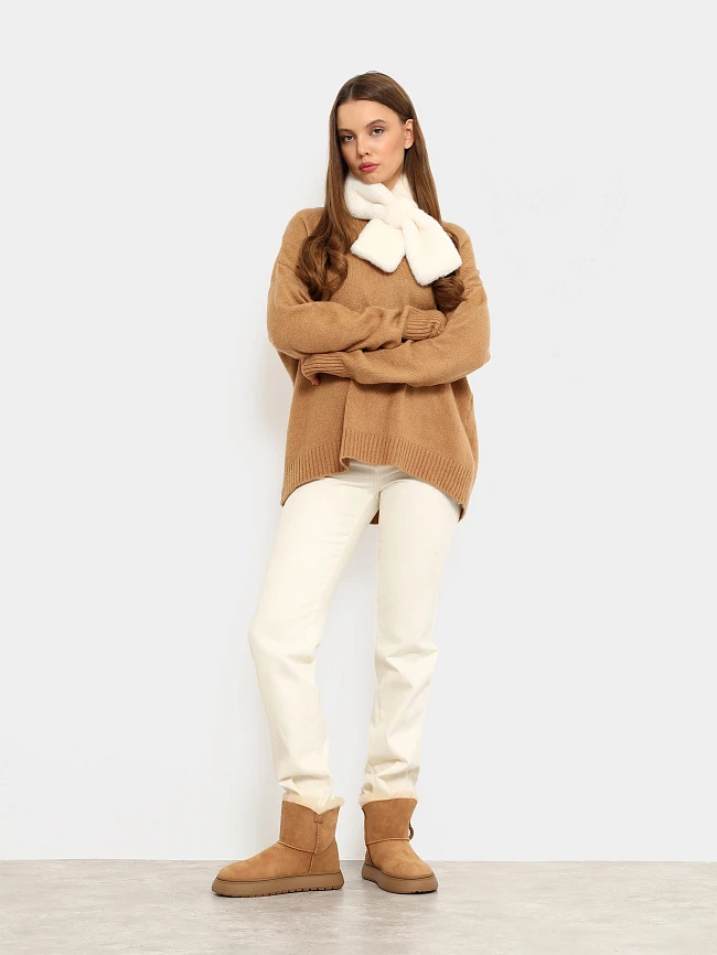 Полусапоги женские зимние, цвет бежевый, натуральный велюр 1013797M | 7