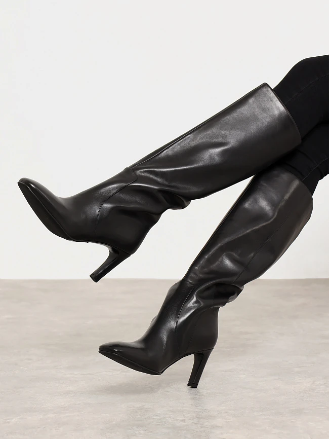 Сапоги женские демисезонные, цвет черный, натуральная кожа 1731139 | 7