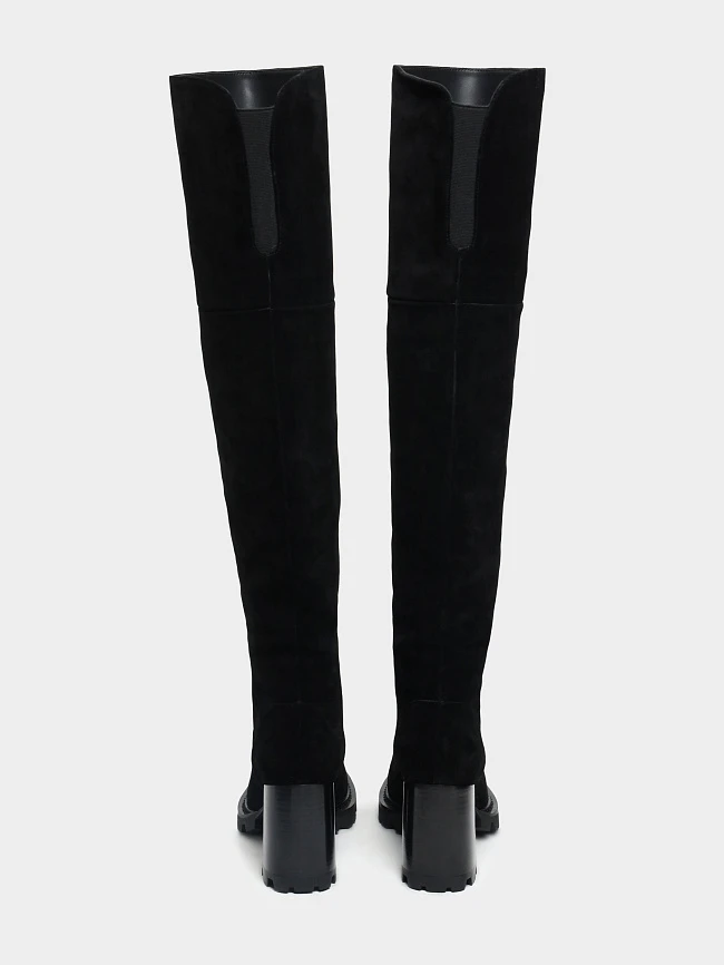 Ботфорты женские зимние, цвет черный, натуральный спилок 1730133M | 5