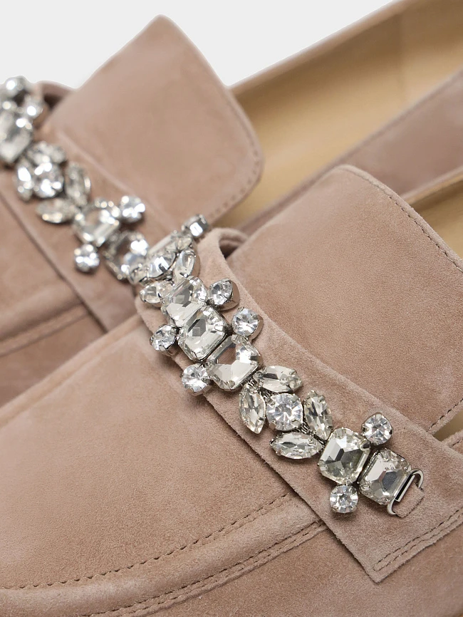 Лоферы женские всесезонные, цвет бежевый, натуральный велюр 1820098 | 7