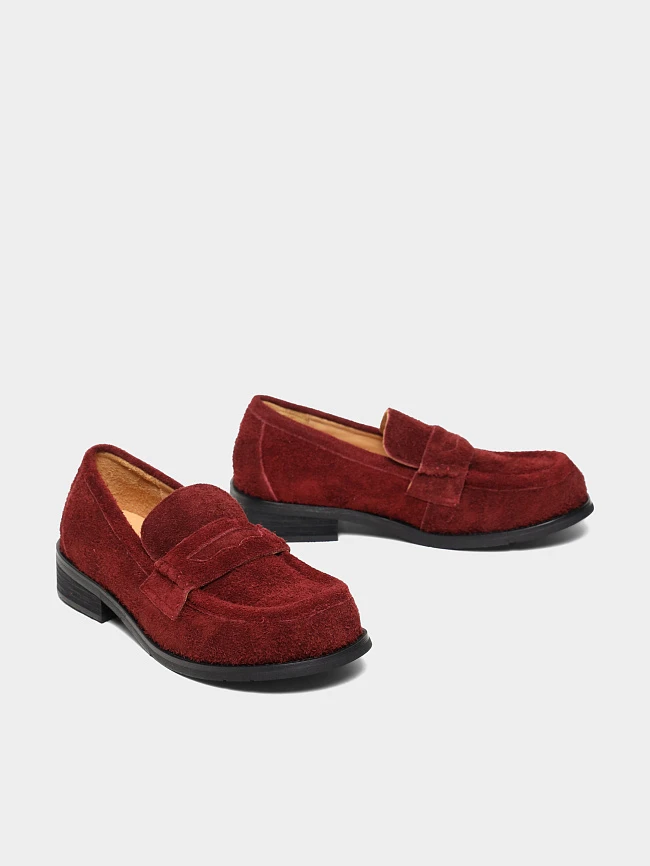 Лоферы женские всесезонные, цвет бордовый, натуральный спилок 7210407 | 3