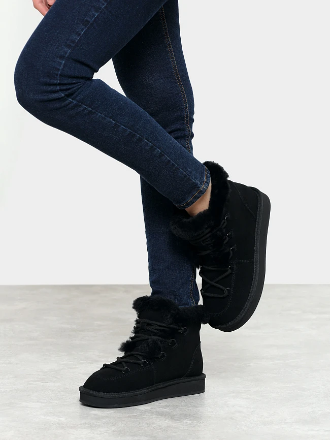 Ботинки женские зимние, цвет черный, натуральный спилок 7210445M | 9