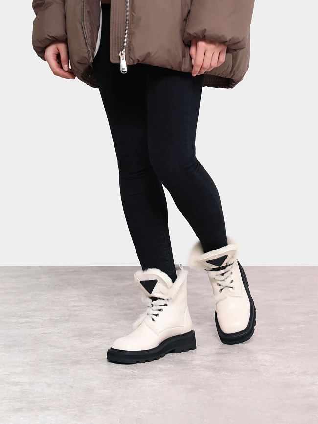 Ботинки женские зимние, цвет молочный, натуральная кожа 1820439M | 8