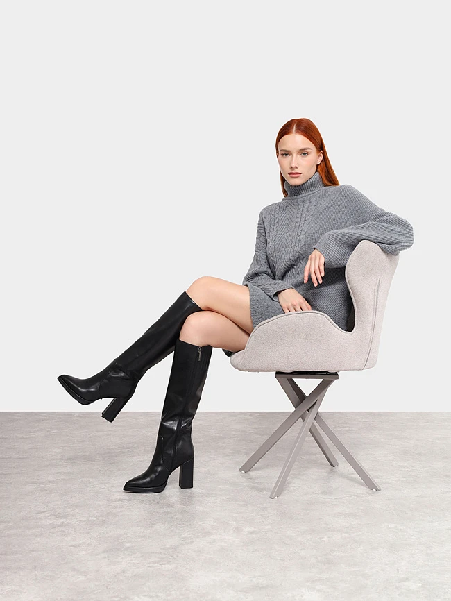 Сапоги женские зимние, цвет черный, натуральная кожа 1821135M-1 | 10