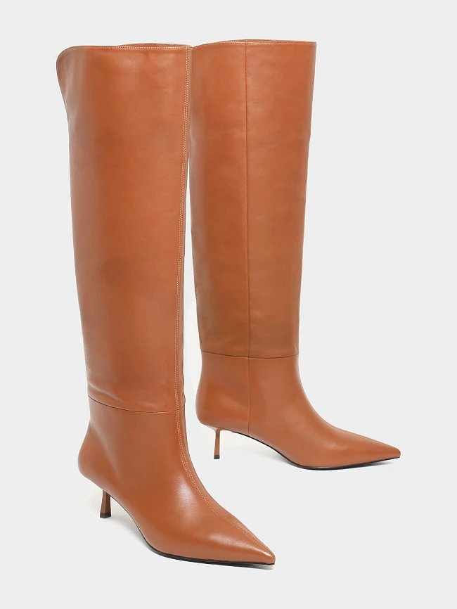 Сапоги женские демисезонные, цвет рыжий, натуральная кожа 1494584 | 3