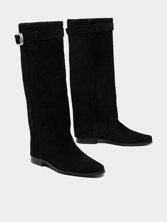 Сапоги женские демисезонные, цвет черный, натуральный спилок 7210332-2 | 3