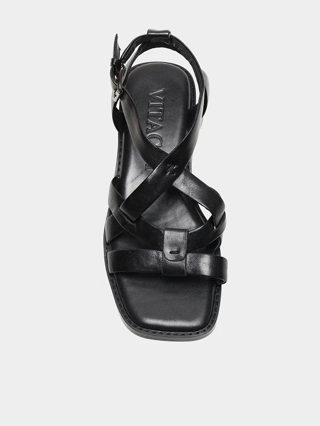 Сандалии женские летние, цвет черный, натуральная масляная кожа 1821704 | 4