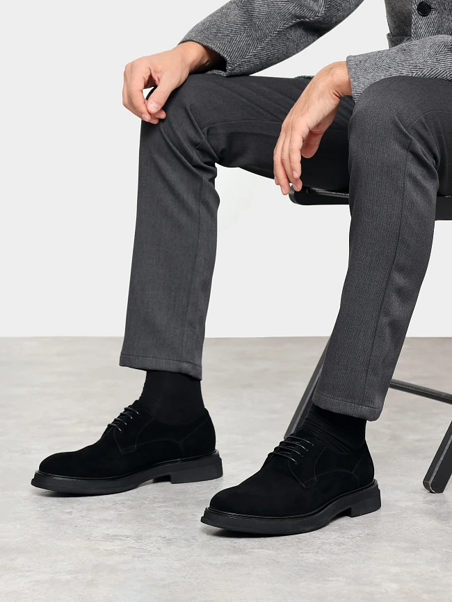 Полуботинки мужские всесезонные, цвет черный, натуральный велюр M1022904 | 10