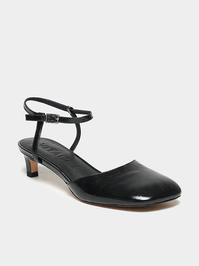 Туфли женские летние, цвет черный, натуральная масляная кожа 1731394 | 2