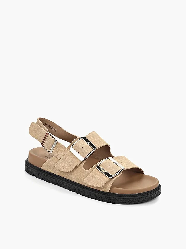 Сандалии женские летние, цвет бежевый, натуральный спилок 3630000P | 3