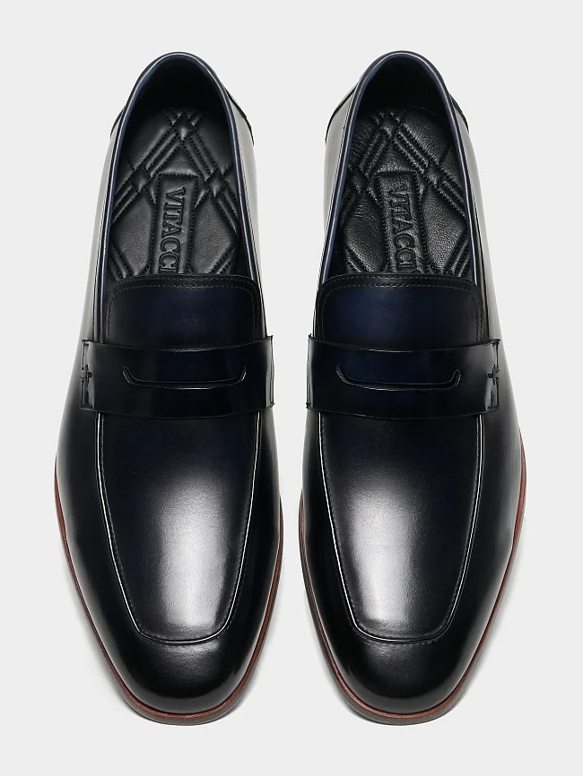 Лоферы мужские всесезонные, цвет синий, натуральная кожа M1023191 | 4