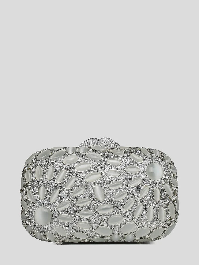 Клатчи C0931-29 женские цвет серебряный, текстиль/стразы C0931-29        | 3