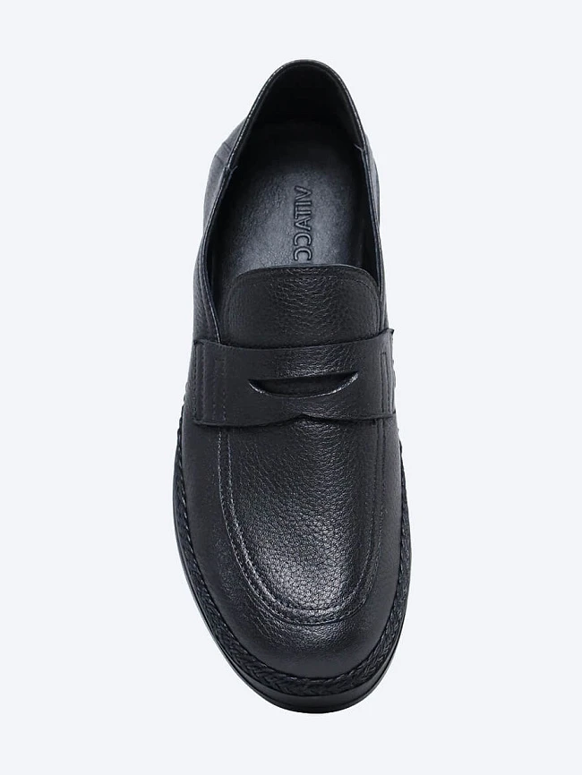 Лоферы мужские всесезонные, цвет черный, натуральная кожа M253708 | 4