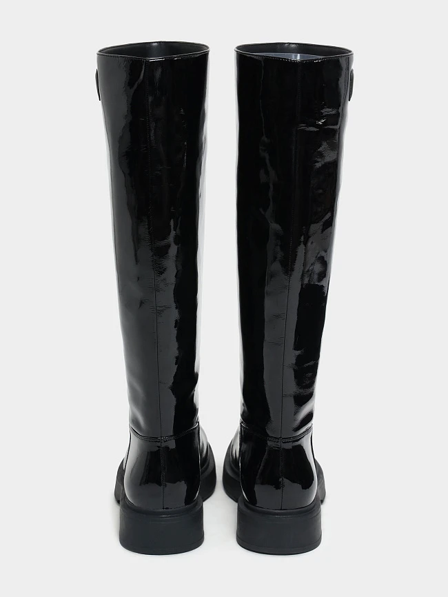 Сапоги женские демисезонные, цвет черный, натуральная лаковая кожа 1730213P | 6