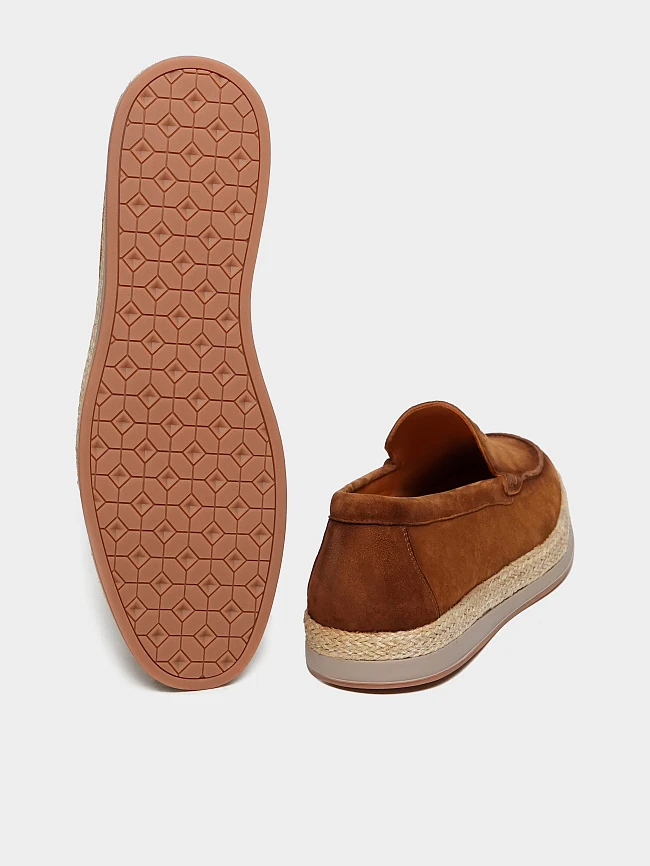 Лоферы мужские всесезонные, цвет рыжий, натуральный велюр M262277 | 3