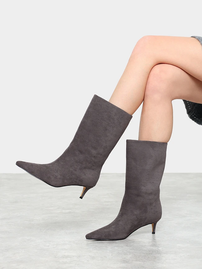 Полусапоги женские демисезонные, цвет серый, искусственный велюр 6550312 | 10