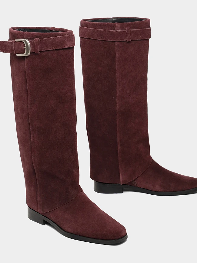 Сапоги женские демисезонные, цвет бордовый, натуральный спилок 7210333 | 2