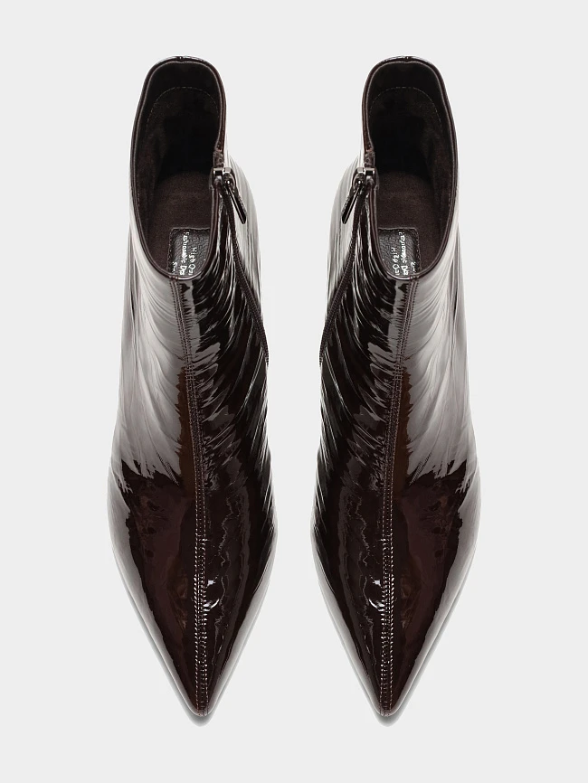 Ботильоны женские всесезонные, цвет бордовый, натуральная лаковая кожа 17VC426 | 4