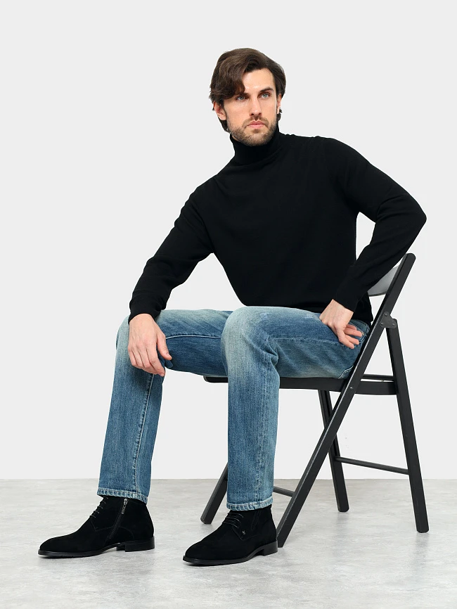 Ботинки мужские демисезонные, цвет черный, натуральный велюр M1023024 | 11