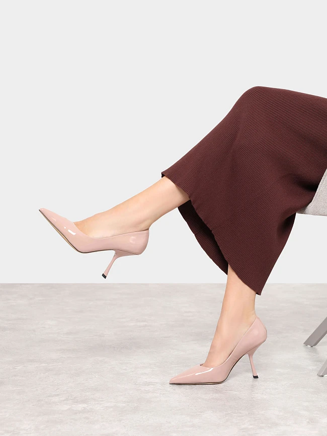 Туфли женские всесезонные, цвет пудровый, натуральная лаковая кожа 944106 | 12