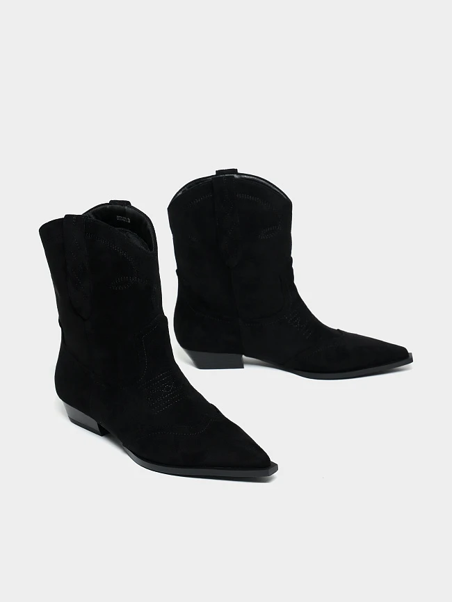 Полусапоги женские демисезонные, цвет черный, искусственный велюр 6550461 | 3