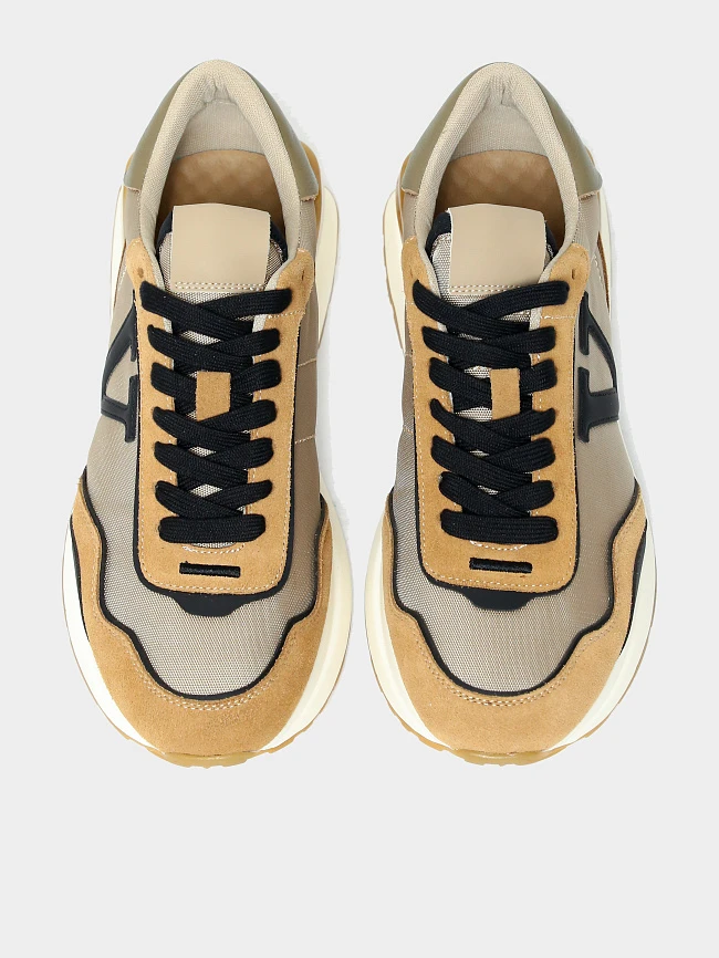 Кроссовки мужские демисезонные, цвет коричневый, натуральный спилок/текстиль/натуральная кожа M03028 | 5