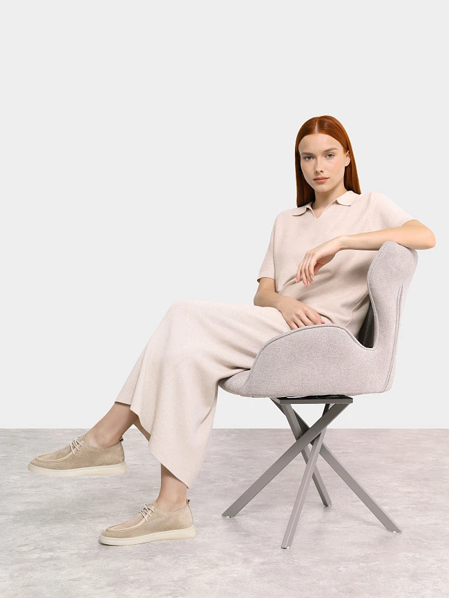 Полуботинки женские демисезонные, цвет бежевый, натуральный спилок 136475 | 12