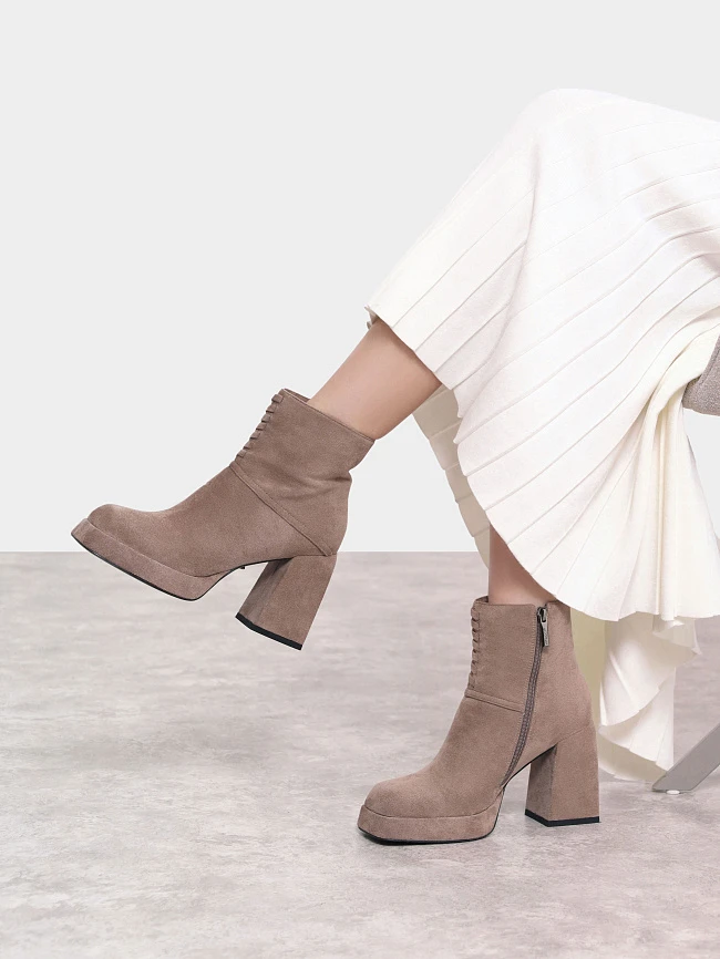 Ботильоны женские демисезонные, цвет серый, искусственный велюр 1399227 | 10